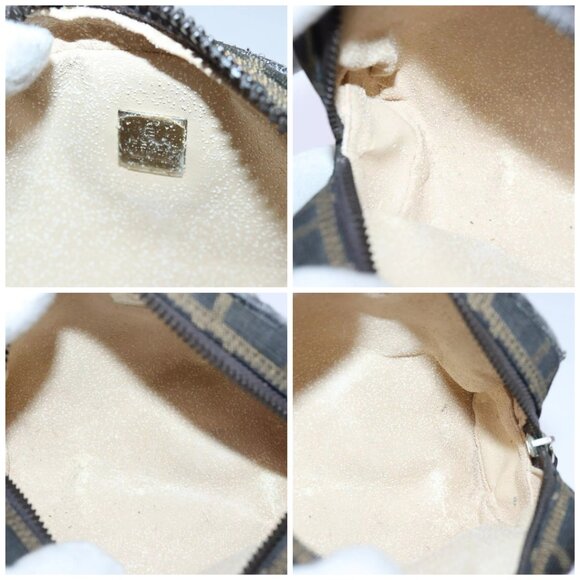 FENDI Zucca Canvas Pouch Brown Black Silver Auth fm3759 - Picture 15 of 16